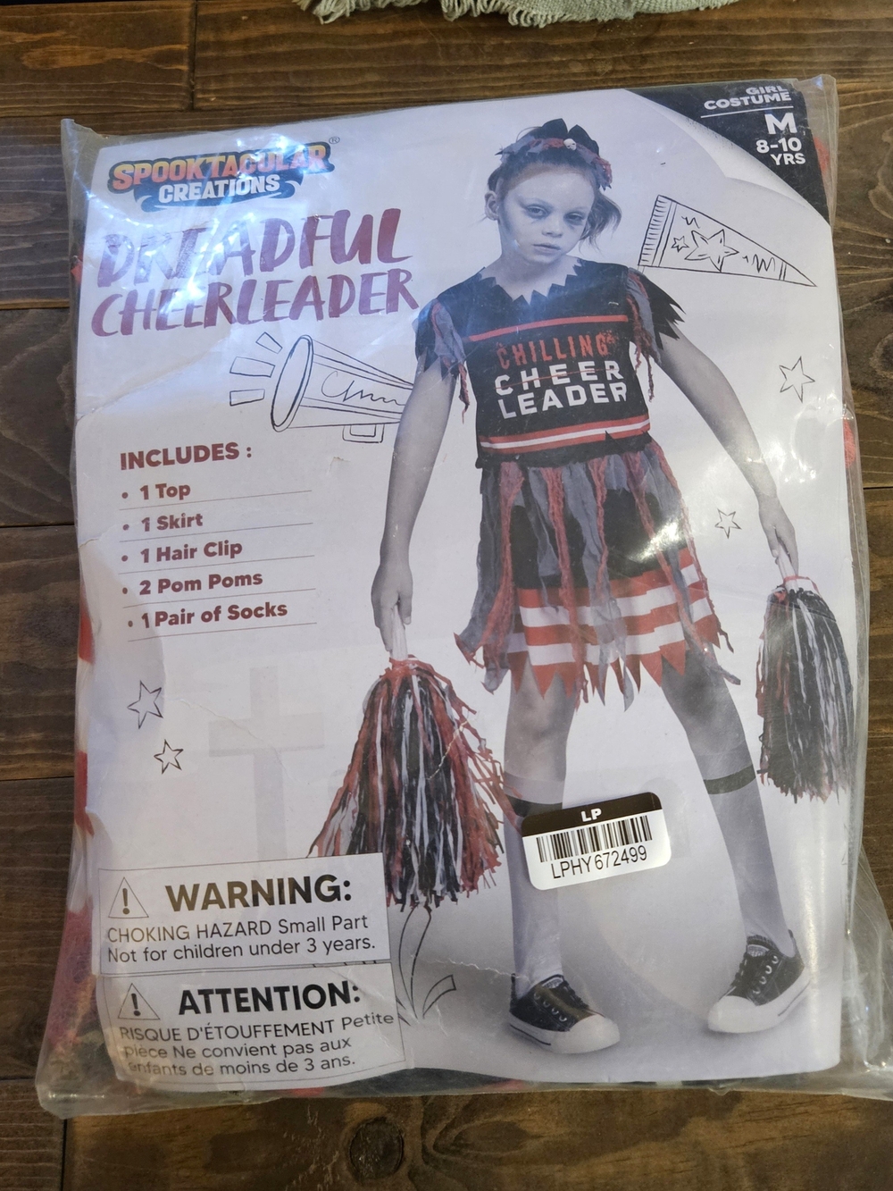 Spooktacular Dreadful Cheerleader Costume - Black & Red - Kids